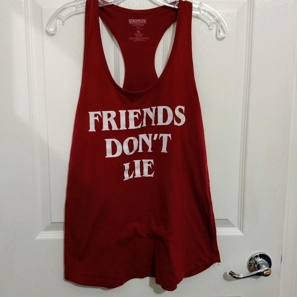 Stranger things maroon graphic racer back tank